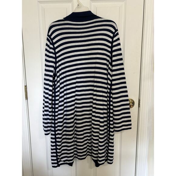 NWT Chico’s Open Front Long Duster Length Striped Cardigan Size 3 XL Classic - Picture 2 of 4